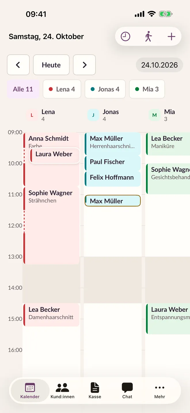 Der Kalender von BeautyMio Pro auf dem iPhone