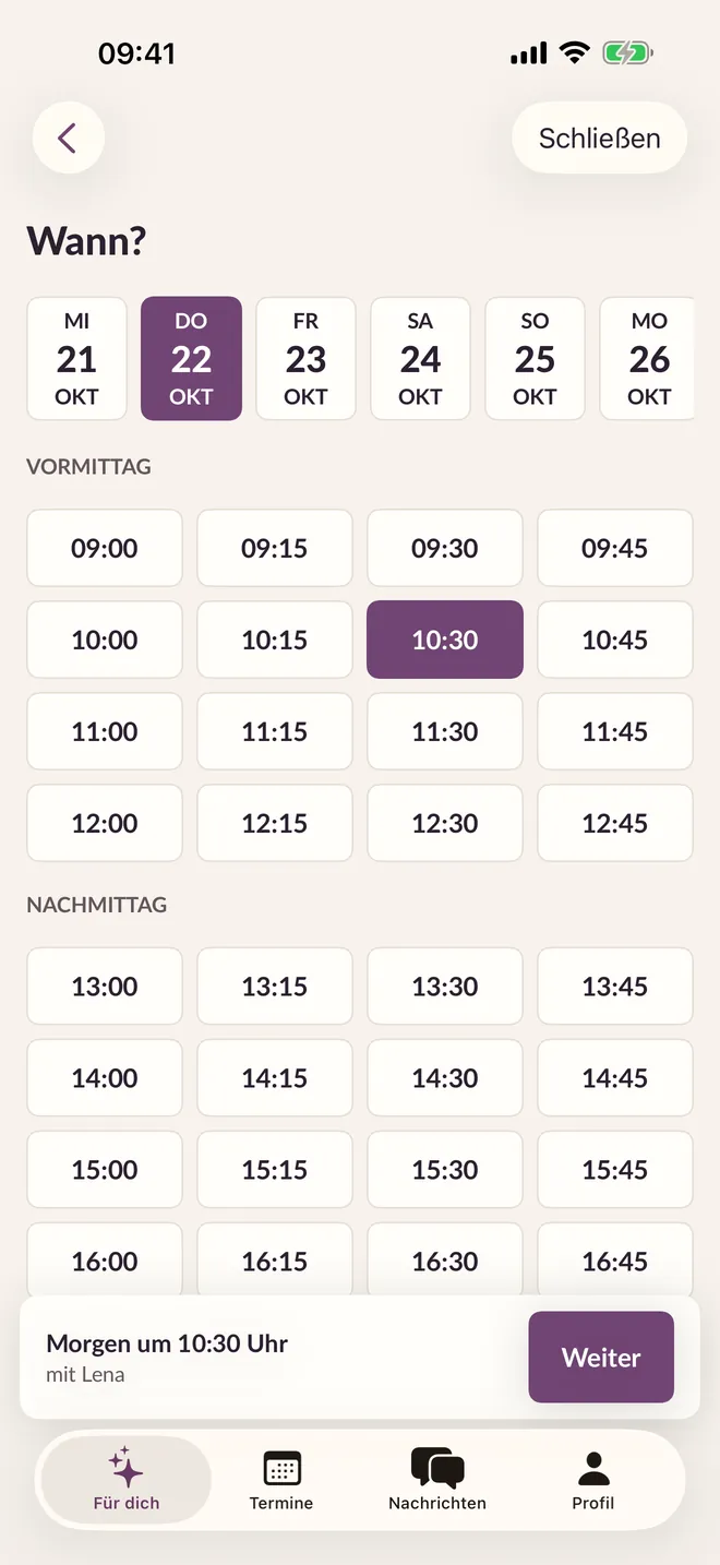 Die Buchung in der BeautyMio-App für Kund:innen