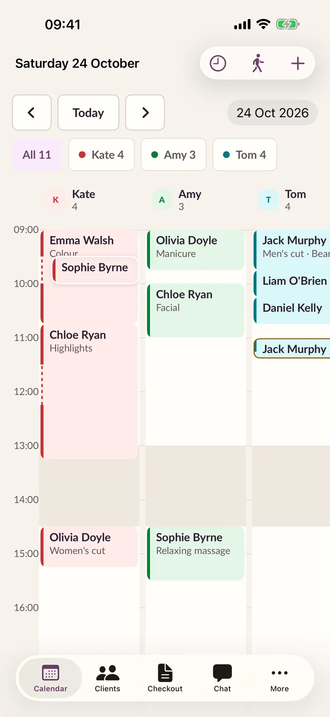 The BeautyMio Pro calendar on iPhone