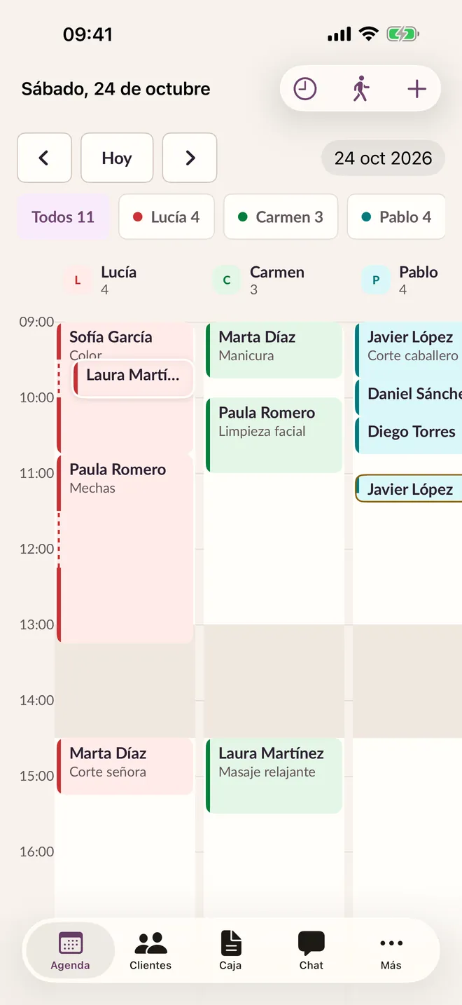 La agenda de BeautyMio Pro en iPhone