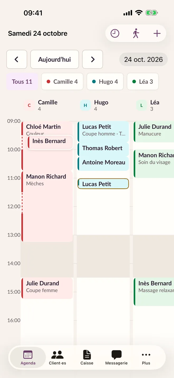 L’agenda de BeautyMio Pro sur iPhone